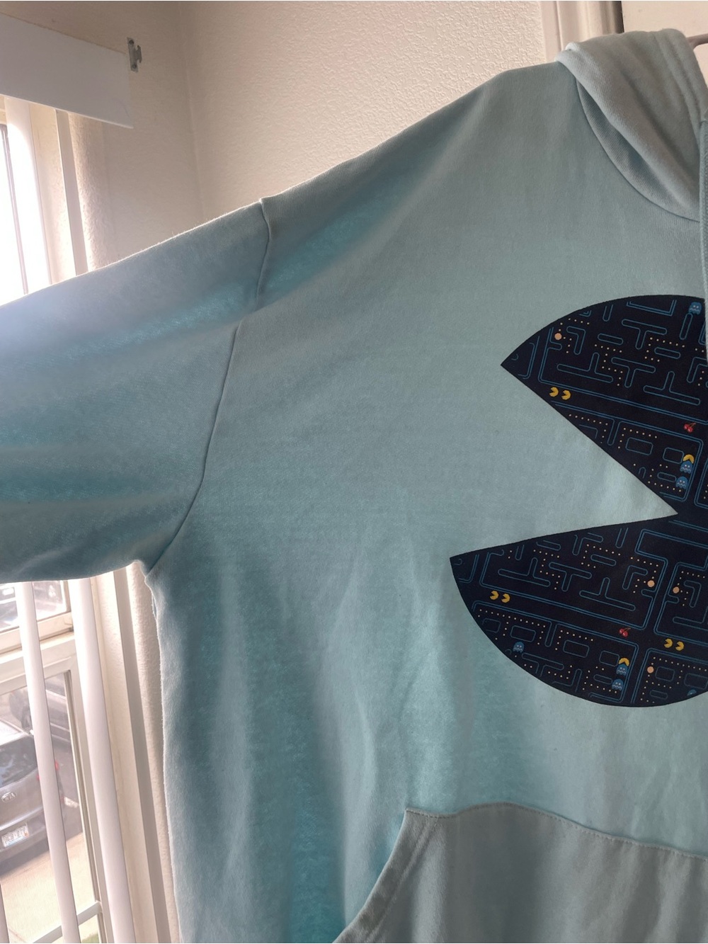 Light Blue Pac-Man Graphic Hoodie Sweatshirt - Unbranded - Picture 3 of 7